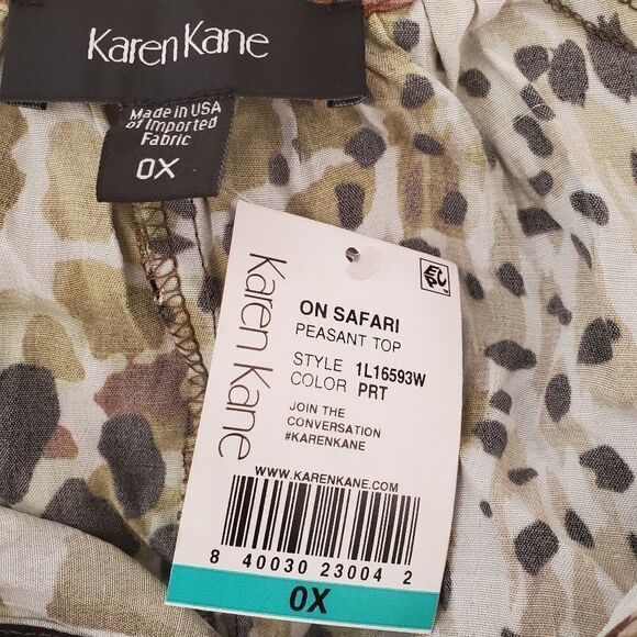 Karen Kane Plus Size Printed Peasant Top Size 0X - Picture 9 of 11